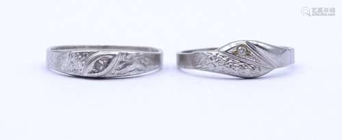 2 Silber Ringe 0.925 ,mit rund facc.klaren Steinen, zus.3,1 ...