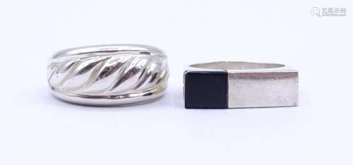2 Silber Ringe 0.925 ,1x mit schwarzen Edelstein, zus.13,2 g