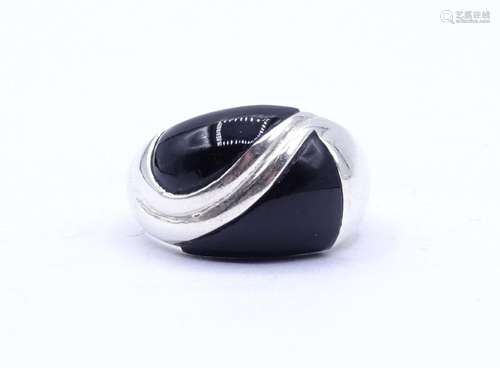 Sterling Silber Ring mit schwarzen Steinen, 0.925, 9,6 g., R...