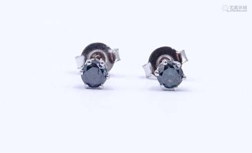 Paar WG Ohrstecker 14K (0.585) mit blauen Diamanten zus. 0,3...