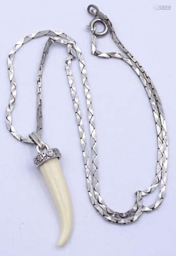 Halskette Silber 0.925 mit Kunstoff Zahn,zus. 8,3 g., L- 42c...