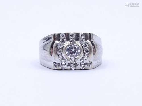 Silber Ring mit rund facc.klaren Steinen,Sterling Silber 0.9...