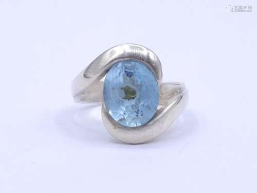 Silber Ring mit oval facc. Blautopas, Sterling Silber 0.925,