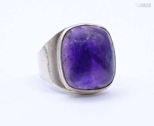 Silber Ring mit Amethyst, Silber 0.800, 8,0 g., RG 56