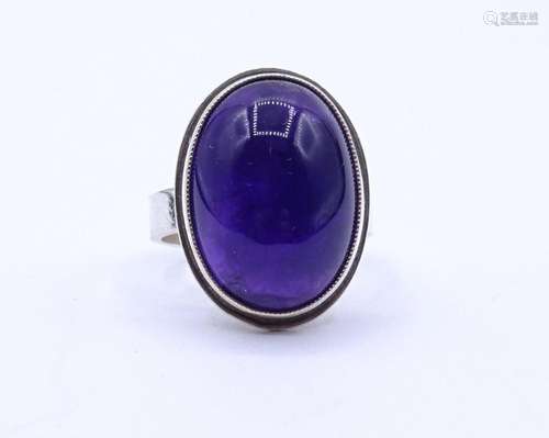 Silber Ring mit Amethyst Cabochon, Silber 0.935