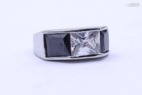 Silber Ring mit Hämatit und klaren Stein,Sterling Silber 0.9...