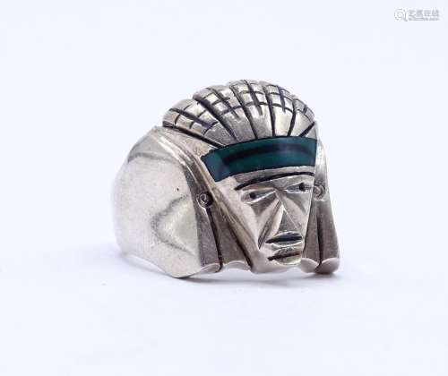 Silber Ring mit Aztekenkopf,Mexico,Sterling Silber 0.925, 21...