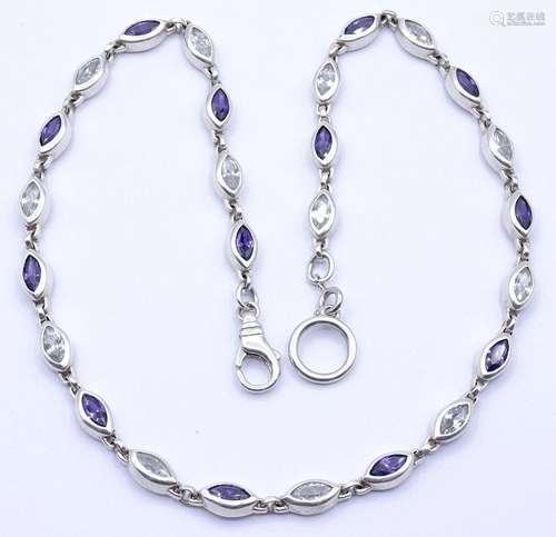 Halskette mit Zirkonia,Sterling Silber 0.925 L- 45 cm, 38 g.