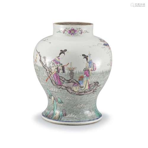 A Chinese famille-rose jar, Qing Dynasty, 19th century