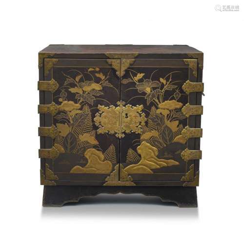 A Japanese lacquer and gilt-bronze table cabinet, Edo period...