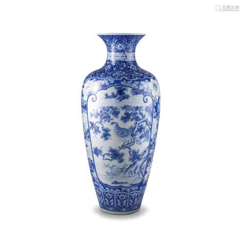 A massive Japanese blue and white vase, Meiji period, 1868-1...