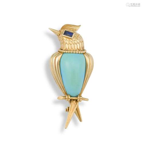 Turquoise and gold brooch, Cartier, 1970s