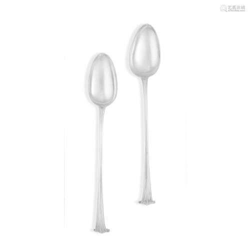 A pair of 'Onslow' pattern silver basting spoons, ...