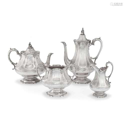 A Victorian silver four-piece tea service, Robert Harper, Lo...