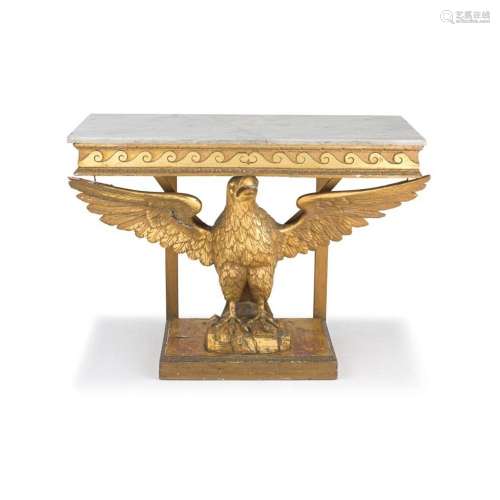 A George II giltwood and marble-topped console table