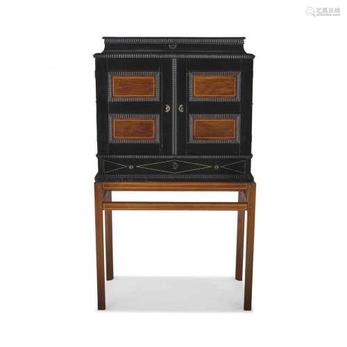 An Antwerp rosewood, ebonised, painted and ivory cabinet, 17...