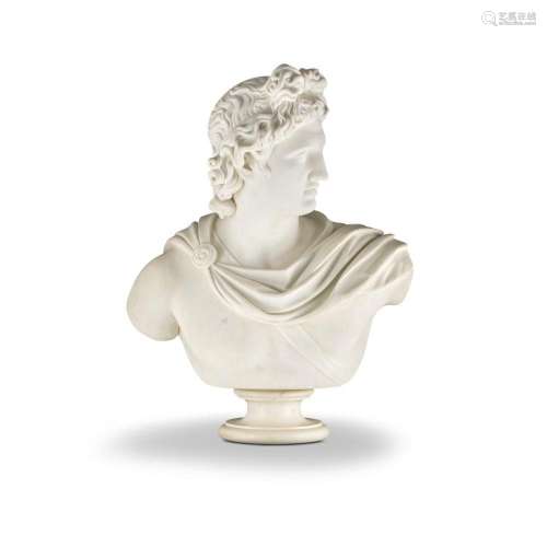 A white marble bust of Apollo Belvedere, Pietro Bazzanti, Fl...