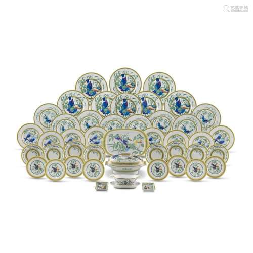 A Limoges Hermès 'Toucans' pattern dinner service,...