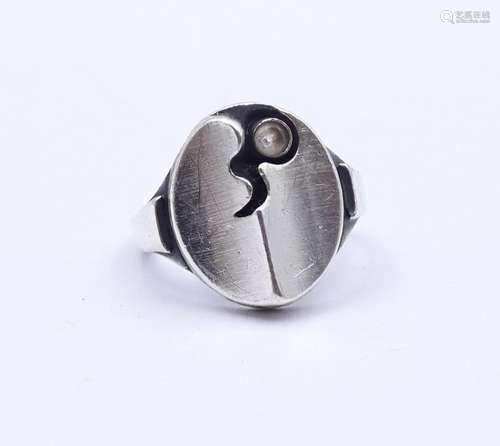 925er Silber Ring mit einen rund facc.klaren Stein,offene Ri...