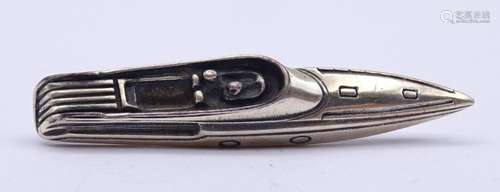 Sportboot Krawattenklammer,Silber, L- 6,8cm, 16,3g.