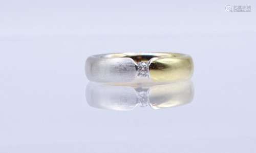 750er Bicolor Gold Ring mit Brillant von ca. 0,06 ct., 6,6gr...
