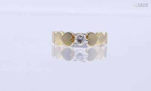 Solitär Brillant Ring, Bicolor Gold 585/000 (14K), Brillant ...