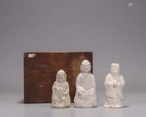 清 邢窑：白釉文官像、白釉罗汉像、白釉布袋和尚像 瓷