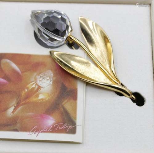 Brosche, Swarovski, Tulpe, orig. Box