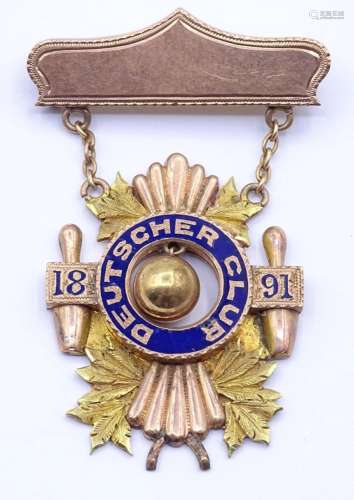 Orden / Abzeichen - Deutscher Club 1891 - Gold um 14K (585)....
