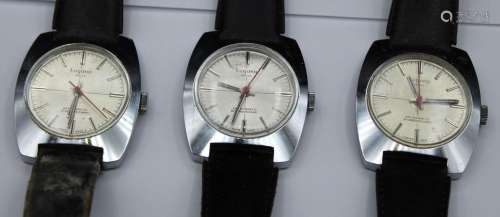 3x Herren-Armbanduhren, Lugano, Handaufzug, Werke stehen