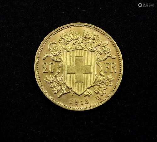 20 Gold Franken 1913, Gold 0.900, Vreneli, 6,45 g.