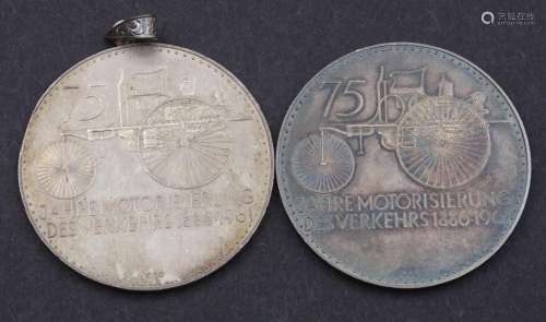 2x 1000er Silber Medaillen, 75 Jahre Motorisierung des Verke...