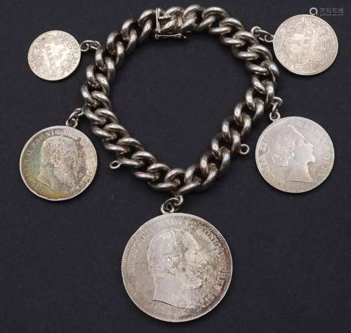 Münz Armband, mit 1/2 - Fünf Mark, Silber, zus.118,95 g.