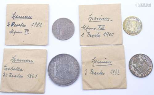 Konvolut Münzen- Spanien 1881-1900 - aus einer Münzsammlung