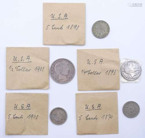 Konvolut Münzen- USA 1870-1908 - aus einer Münzsammlung