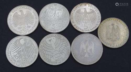 7x 5 DM Münzen = 35 Deutsche Mark