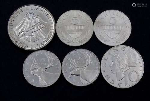 Konvolut div. Silber Münzen, 45,6 g.