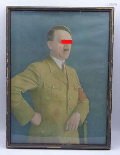 Bild des Reichskanzlers Adolf Hitler im alten Rahmen