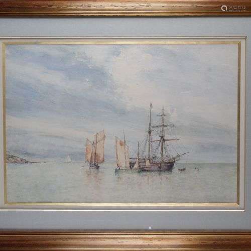 Édouard PORQUIER né en 1848. Brick à sec de voile le long de...