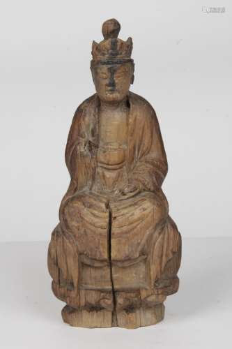 CHINE, XVE-XVIE SIECLE Sujet en bois sculpté représentant un...