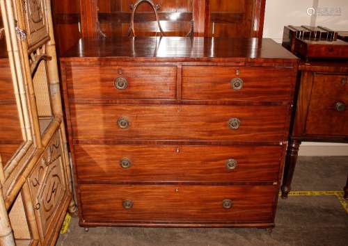 A 19th Century mahogany chest, of two short and three long d...