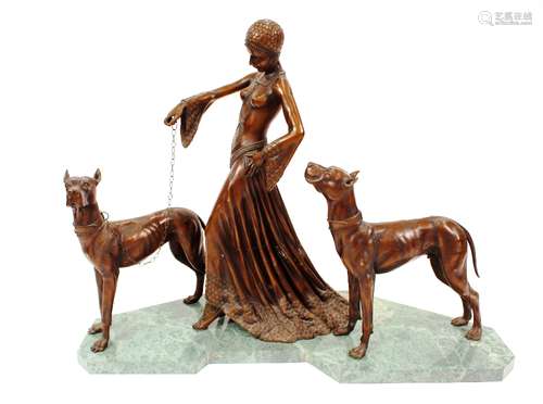 Gori, fine Art Deco bronze figure group 