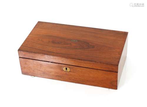 A Victorian rosewood writing slope, having concealed side dr...