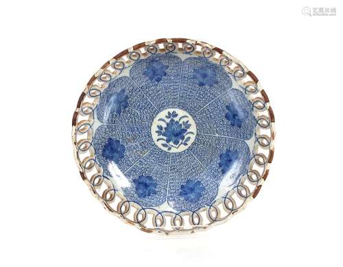 An antique Chinese porcelain blue and white dish,