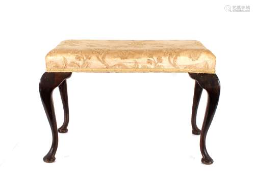 A George II style mahogany footstool, the upholstered seat r...