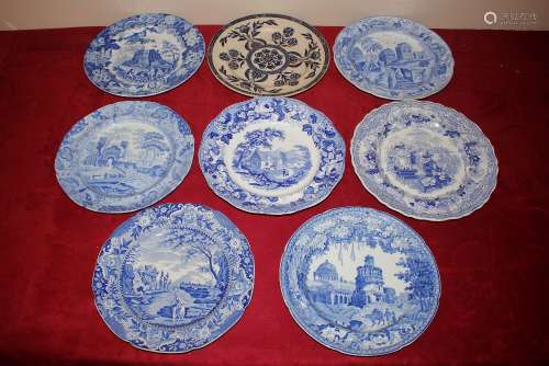 A Don Pottery blue and white transfer decorated plate, 