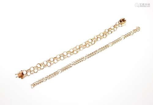A 9ct gold bracelet, 6.5gms; and another 2.5gms