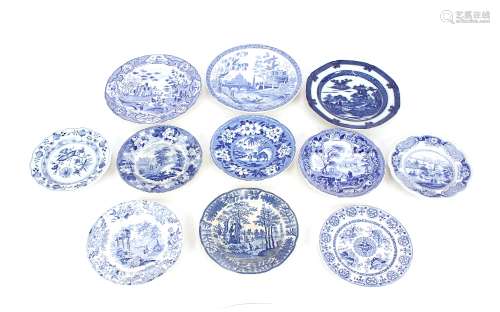 A collection of various small 19th Century blue and white tr...