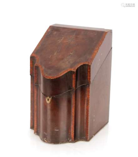 A George III mahogany and satin wood cross banded knife box,...