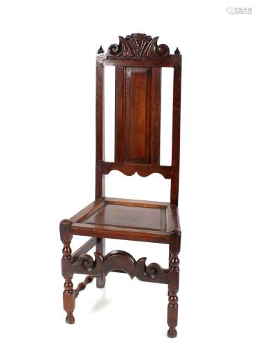 Four various 18th Century oak dining chairs, having panelled...